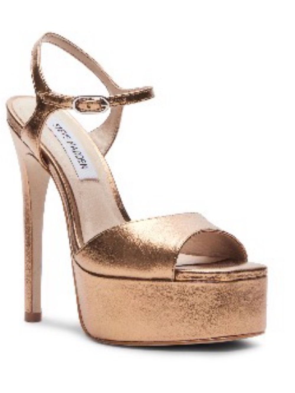 Steve Madden Metallic Gold Platform Sandal with Ankle Strap